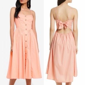 Free People Peach Poplin Midi Dress
